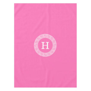 Toalha De Mesa Monograma Inicial do Quadro-Chave Grego Rosa Quent