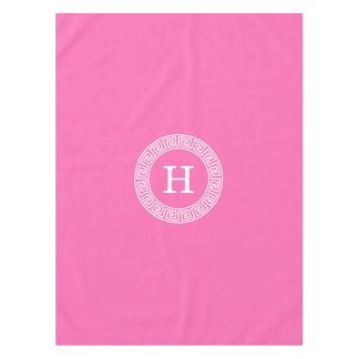 Toalha De Mesa Monograma Inicial do Quadro-Chave Grego Rosa Quent