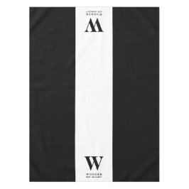 Toalha De Mesa Monograma Minimalista Refinado | Casamento Preto R