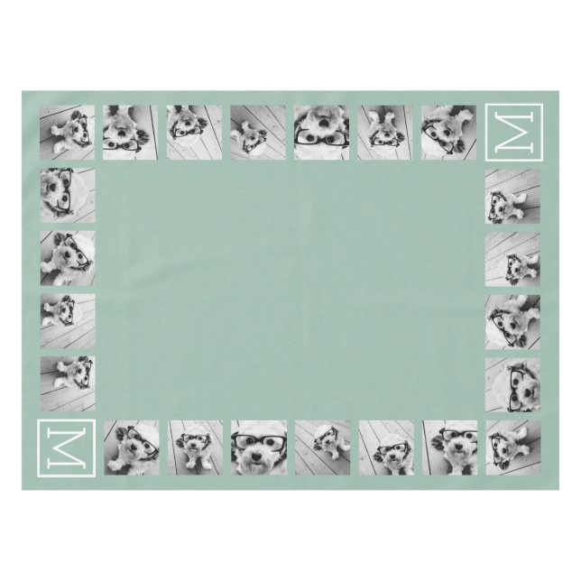Toalha De Mesa Monograma Personalizado de Colagem de Fotografias  (Frente (Horizontal))