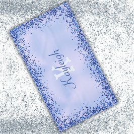 Toalha De Mesa Monograma Simples Azul Brutado de Metal e Largura