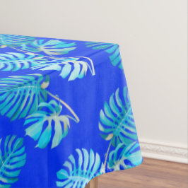 Toalha De Mesa Monstera Brisa Azul Cobalto