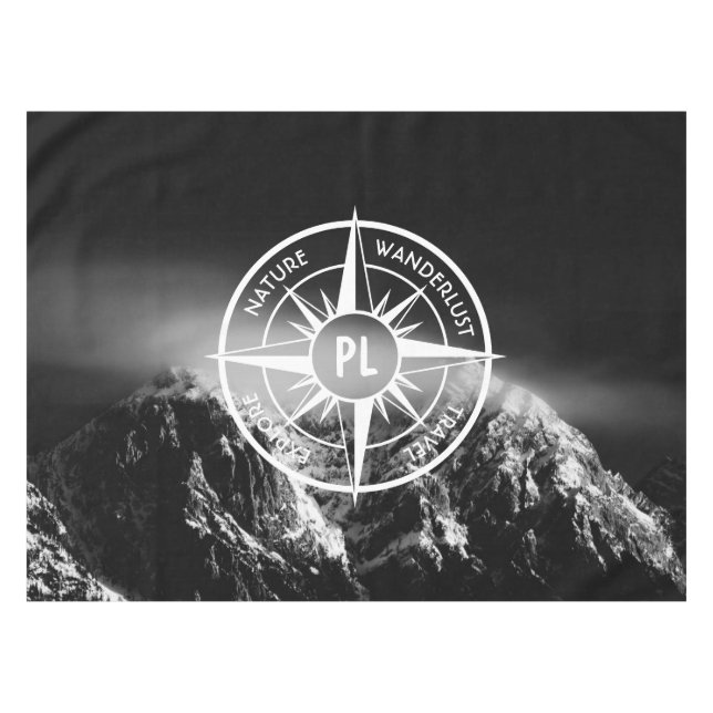 Toalha De Mesa Montes dramáticos do emblema da estrela da Compass (Frente (Horizontal))