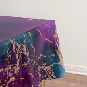 Toalha De Mesa Moody Luxe Marble Rosa Roxo Profundo e Teal Dour