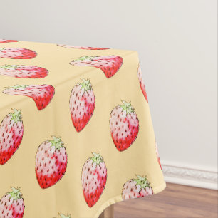 Toalha De Mesa morango aquarela em amarelo