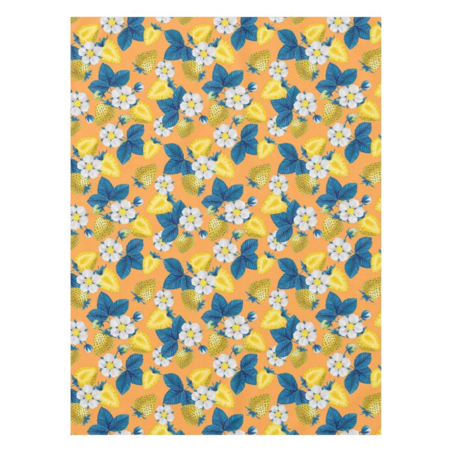 Toalha De Mesa Morangos amarelos em laranja (Frente)