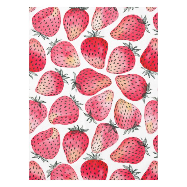 Toalha De Mesa Morangos, cor da água e tinta (Frente)