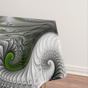 Toalha De Mesa Mundo Fantástico Arte Fractal Abstrata Verde e Cin
