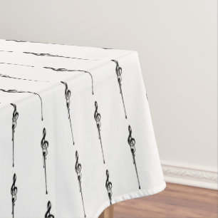 Toalha De Mesa Música Motif Derretendo Treble Clef Preto e Branco