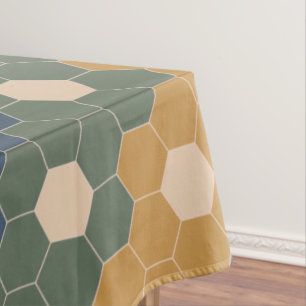 Toalha De Mesa Na moda Boho - Padrão Geométrico Azul - Lâmpada