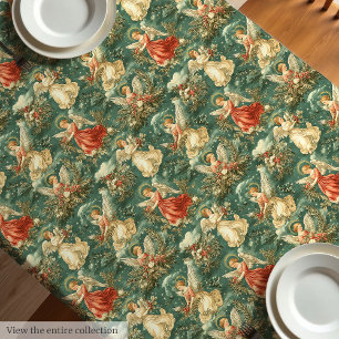 Toalha De Mesa Natais vintages de anjos de baga holly