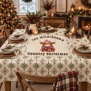Toalha De Mesa Natal com Floco de Neve no País das Vacas das Terr