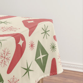 Toalha De Mesa Natal de Meados do Século com Boomerangs e Diamant