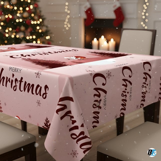 Toalha De Mesa Natal Feliz Com o Papai Noel Luxo (Christmas Table Cloth)