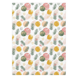 Toalha De Mesa Natal festivo com sotaques verdes, dourados, rosa