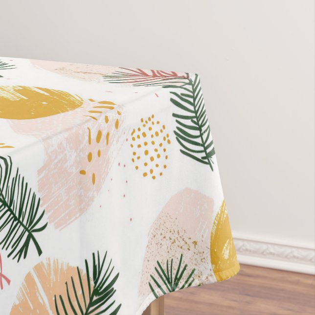 Toalha De Mesa Natal festivo com sotaques verdes, dourados, rosa (Posição Original)