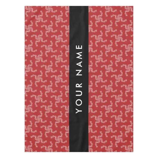 Toalha De Mesa Natal Garland, Red, Seu nome, Personalize (Frente)