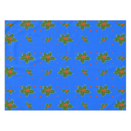 Toalha De Mesa Natal Holly Red Berry Padrão no Azul Festivo