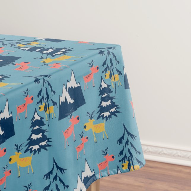 Toalha De Mesa Natal, veado, floresta, árvores de Natal, feriado (Posição Original)