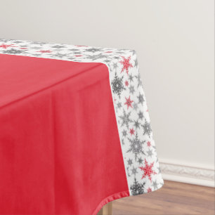 Toalha De Mesa Natal, vermelho, branco, flocos de neve, inverno, 