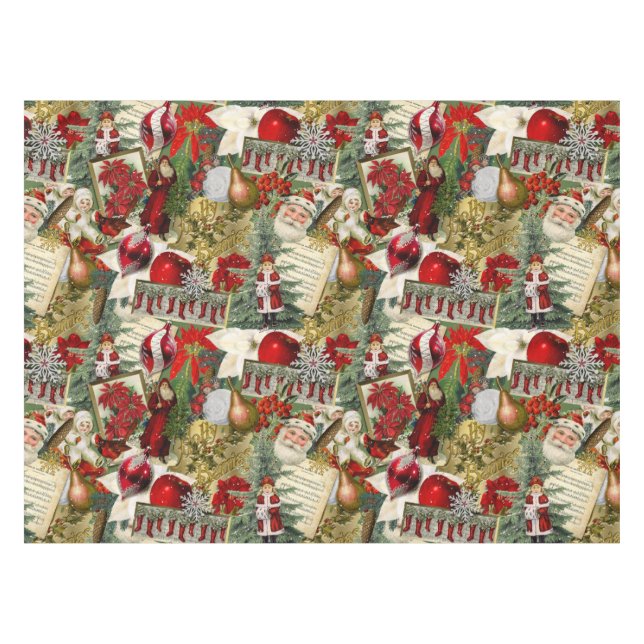 Toalha De Mesa Natal Vitoriano Clássico Vermelho e Verde (Frente (Horizontal))