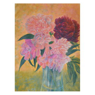 Toalha De Mesa Natureza Morta com Pintura de Peônias
