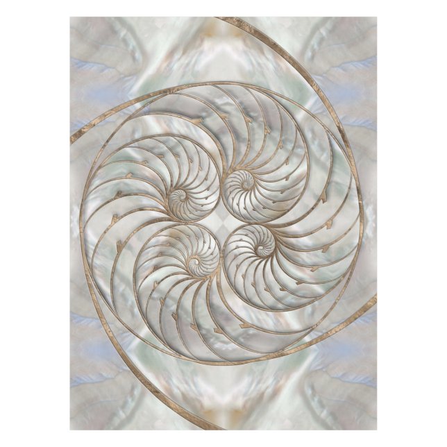 Toalha De Mesa Nautilus Shell - Mãe de Pérola e Ouro (Frente)