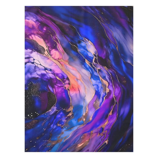 Toalha De Mesa Nebulosa do Espaço Roxo na Tinta Álcool (Frente)