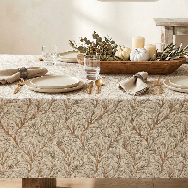 Toalha De Mesa Neutral Beige Gold Botanical Leaf William Morris (Criador carregado)