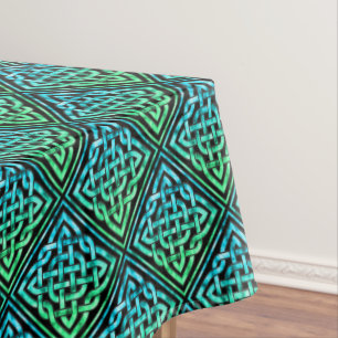 Toalha De Mesa Nó Celta - Tablete Preto Verde Azul
