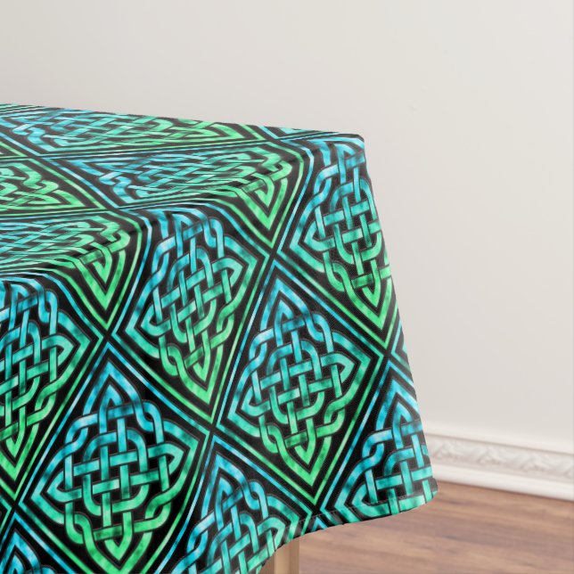 Toalha De Mesa Nó Celta - Tablete Preto Verde Azul (Posição Original)