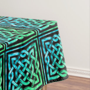 Toalha De Mesa Nó Celular - Preto Verde Azul Quadrado