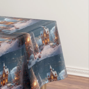 Toalha De Mesa Noite Estelar da Casa de Pão de Natal