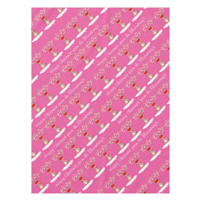 Toalha De Mesa Nome de família personalizado da rena Natal (Frente)