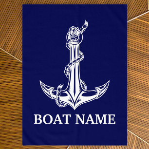 Toalha De Mesa Nome do Barco de Âncora Náutica Vintage