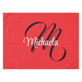 Toalha De Mesa Nome inicial do monograma moderno minimalista verm
