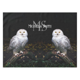 Toalha De Mesa Nome personalizado da coruja de neve majestosa de 
