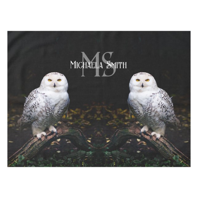 Toalha De Mesa Nome personalizado da coruja de neve majestosa de  (Frente (Horizontal))