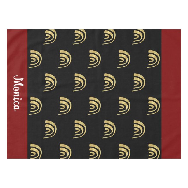 Toalha De Mesa Nome personalizado dourado arco-íris e preto (Frente (Horizontal))