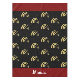 Toalha De Mesa Nome personalizado dourado arco-íris e preto