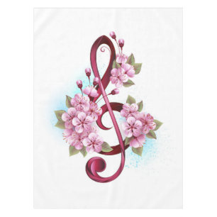 Toalha De Mesa Notas de clave de trecho musical com flores de Sak