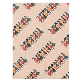 Toalha De Mesa Nove Damas Dançando Estêncil Cortado Estilo Retroa