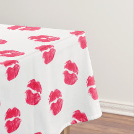Toalha De Mesa O batom vermelho do beijo dos lábios beija o amor