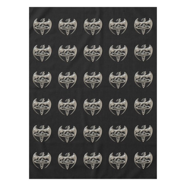 Toalha De Mesa O céltico Trine do dragão de prata e preto ata a (Frente)