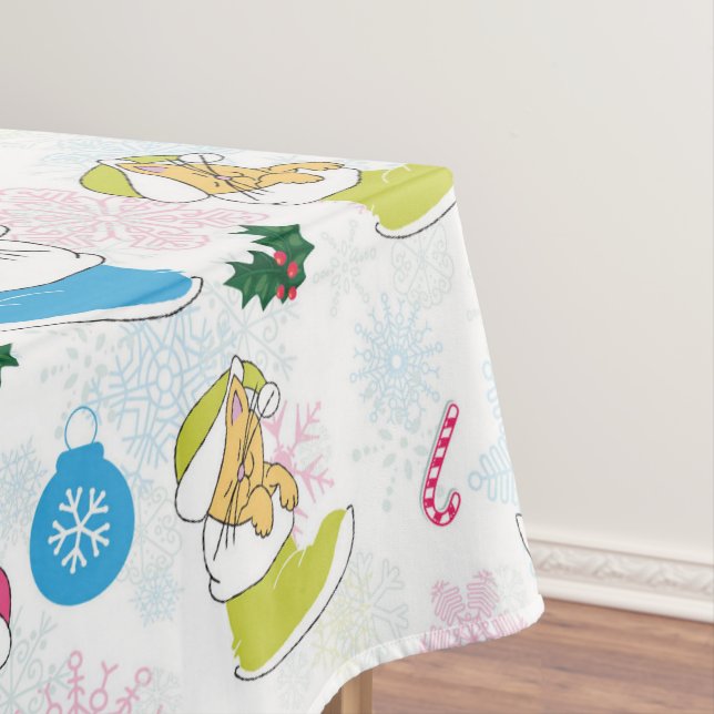 Toalha De Mesa O gato de Natal está dormindo (Posição Original)