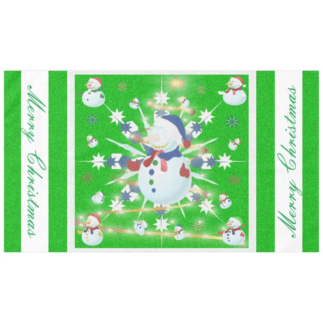 Toalha De Mesa O Glittery Christmas Snowman - (Frente (Horizontal))