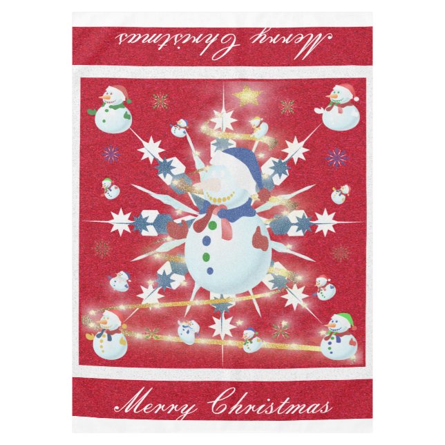 Toalha De Mesa O Glittery Christmas Snowman - (Frente)