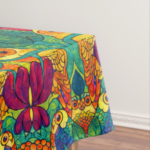 Toalha De Mesa O padrão Owl Retro Art Nouveau por Voysey