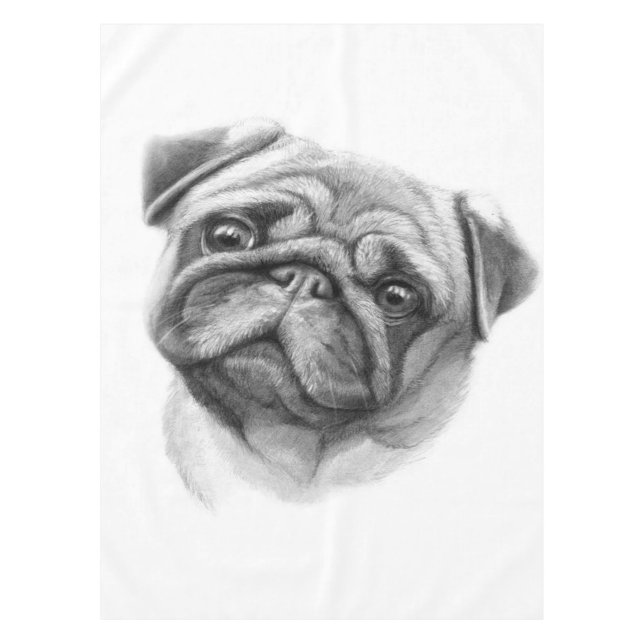 Toalha De Mesa O Retrato Pug | Rosto Cachorro (Frente)