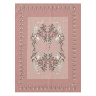 Toalha De Mesa O romance da seda c/ Monograma Peach 52" x 70"